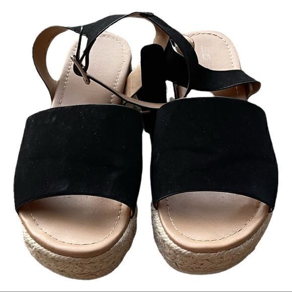 Soda Women's Topic Espadrille Platform Sandals Open Toe Ankle Strap Black Size 9 - Picture 2 of 7